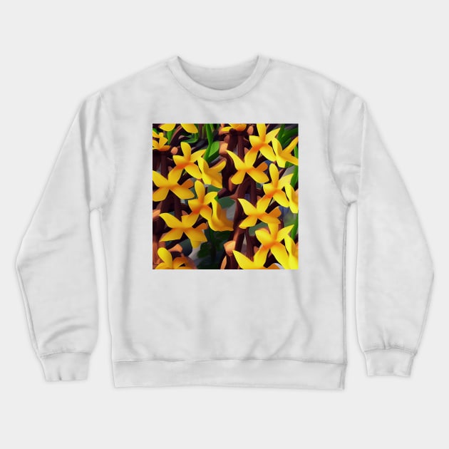 Bright Yellow Forsythia Crewneck Sweatshirt by DANAROPER